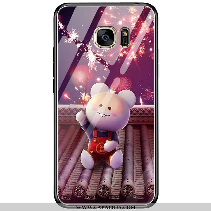 Capas Samsung Galaxy S7 Protetoras Telemóvel Desenho Animado Roxo, Capa Samsung Galaxy S7 Vidro Bara