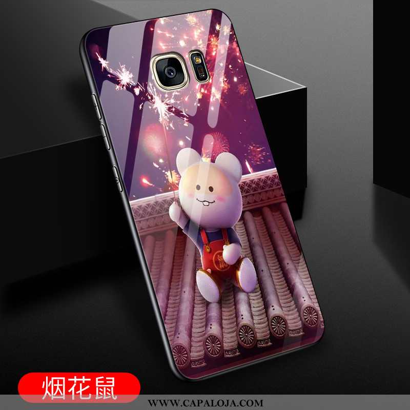 Capas Samsung Galaxy S7 Protetoras Telemóvel Desenho Animado Roxo, Capa Samsung Galaxy S7 Vidro Bara