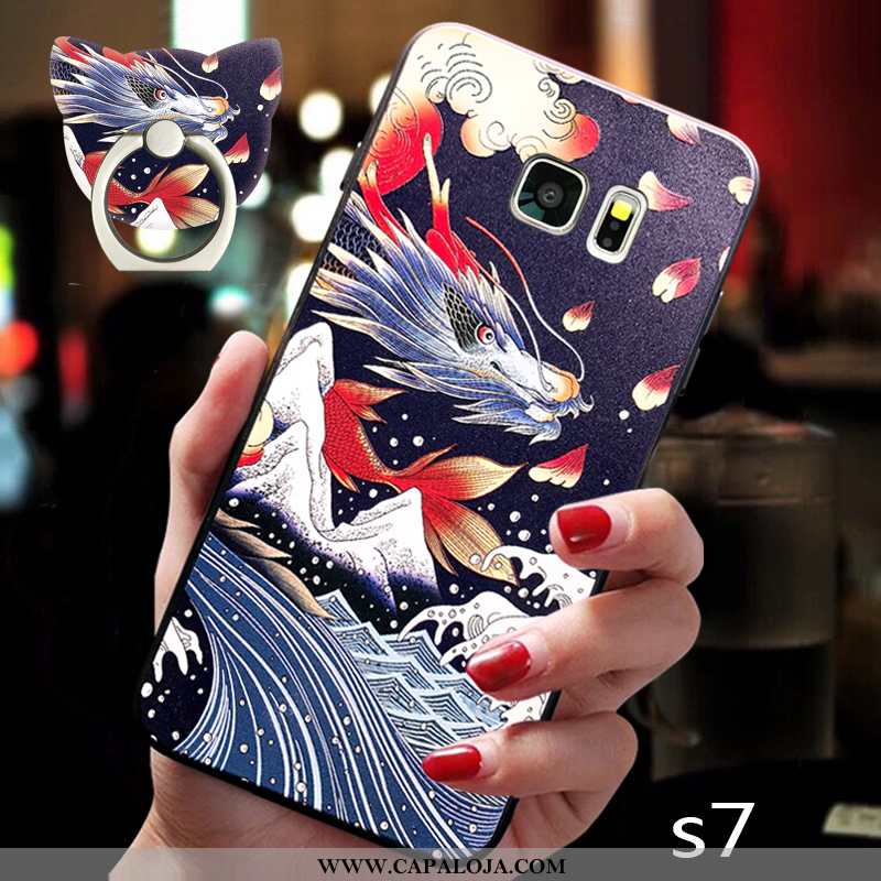 Capas Samsung Galaxy S7 Tendencia Azul Telemóvel Feminino, Capa Samsung Galaxy S7 Soft Promoção