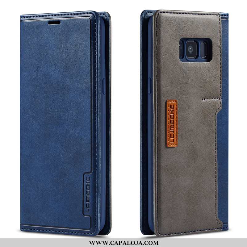 Capas Samsung Galaxy S8+ Couro Genuíno De Grau Completa Feminino Azul Escuro, Capa Samsung Galaxy S8