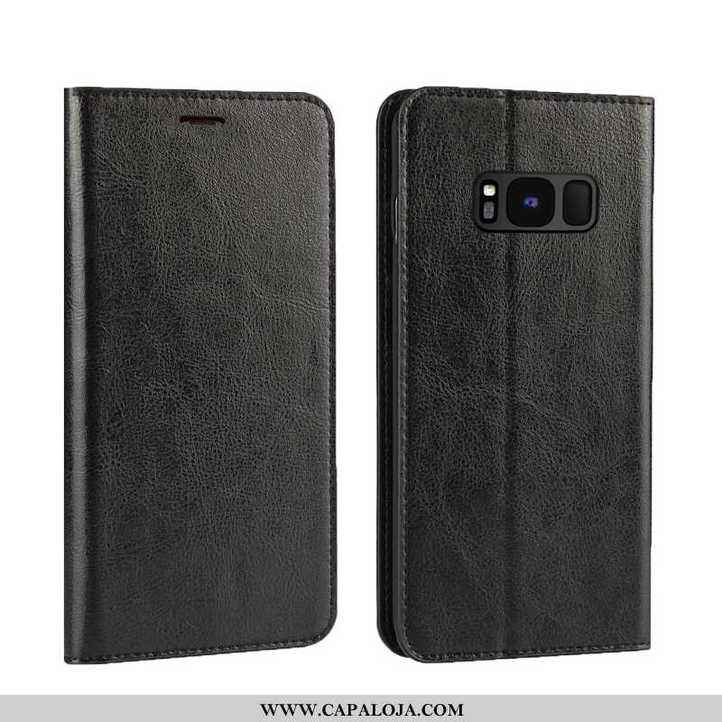 Capas Samsung Galaxy S8+ Couro Genuíno Feminino Frente Minimalista Dourado, Capa Samsung Galaxy S8+ 