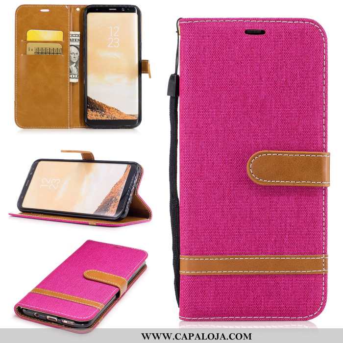 Capas Samsung Galaxy S8 Couro Vermelha Antiqueda Telemóvel Rosa, Capa Samsung Galaxy S8 Protetoras C