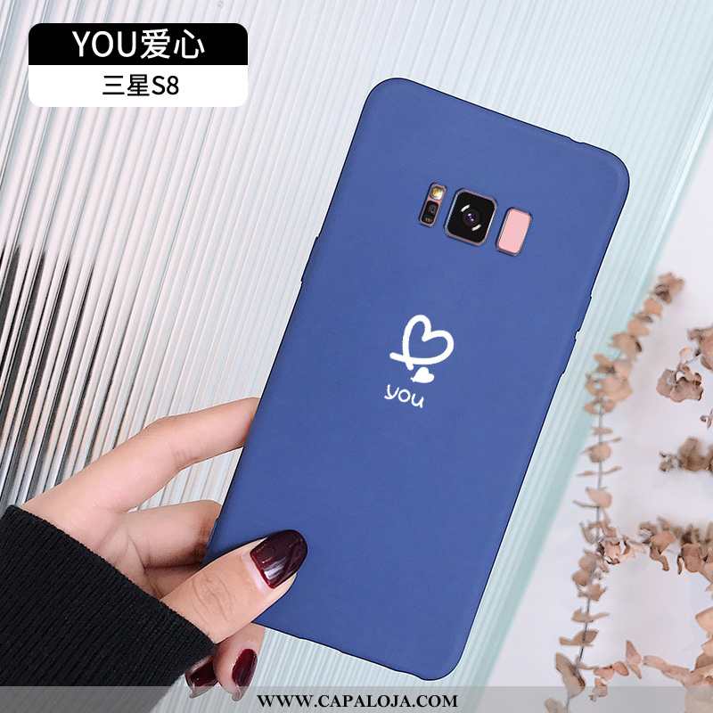 Capas Samsung Galaxy S8 Fosco Coração Telemóvel Casal Azul, Capa Samsung Galaxy S8 Personalizada Bar