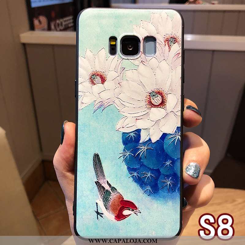 Capas Samsung Galaxy S8 Protetoras Feminino Floral Azul, Capa Samsung Galaxy S8 Cordao Online