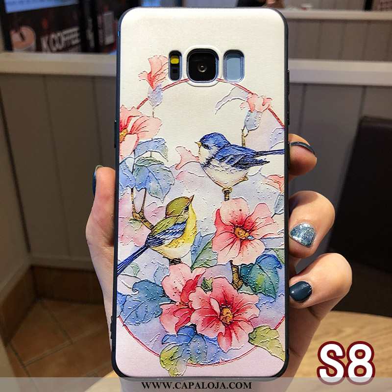 Capas Samsung Galaxy S8 Protetoras Feminino Floral Azul, Capa Samsung Galaxy S8 Cordao Online