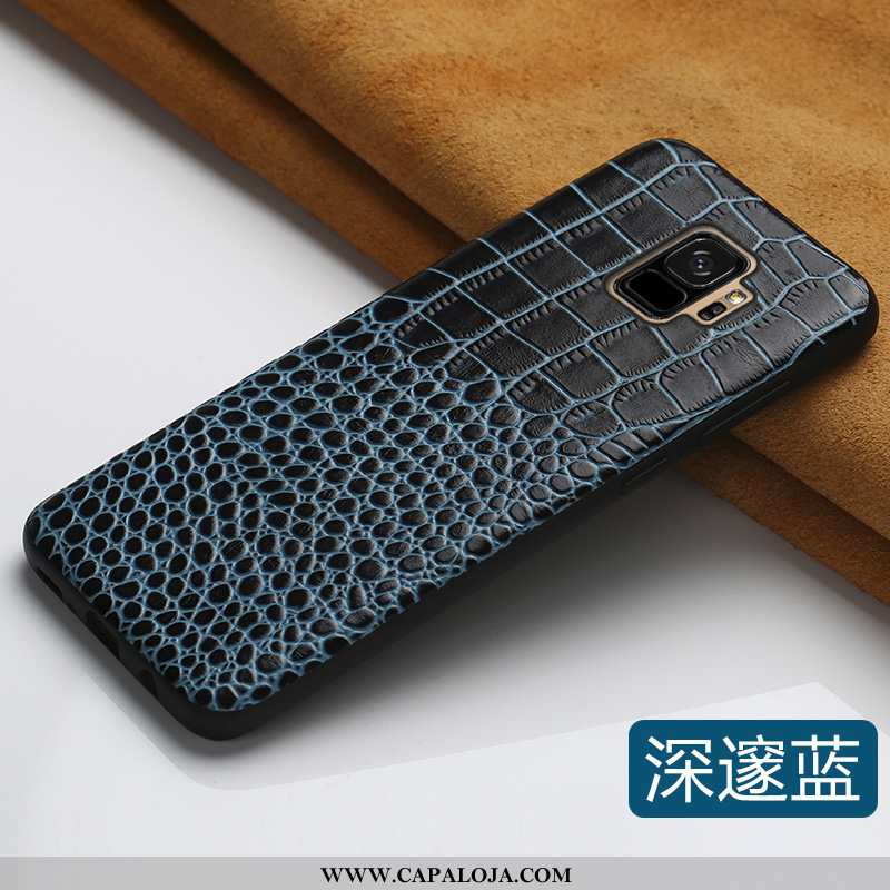 Capas Samsung Galaxy S9 Couro Genuíno Antiqueda Masculino Couro Azul, Capa Samsung Galaxy S9 Slim Ba