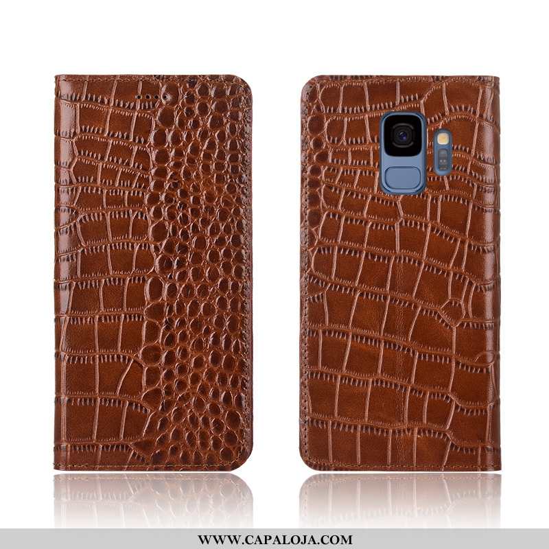 Capas Samsung Galaxy S9 Couro Genuíno Protetoras Completa Masculino Castanho, Capa Samsung Galaxy S9