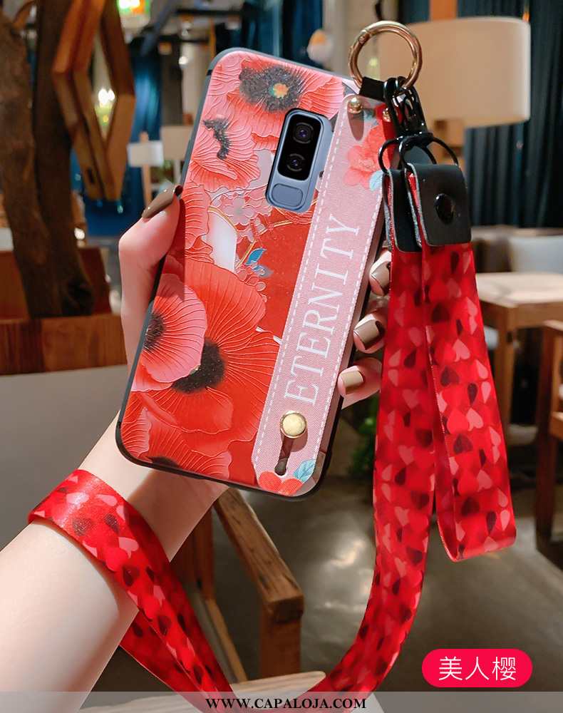 Capas Samsung Galaxy S9+ Protetoras Pu Feminino Retro Vermelho, Capa Samsung Galaxy S9+ Silicone Bar