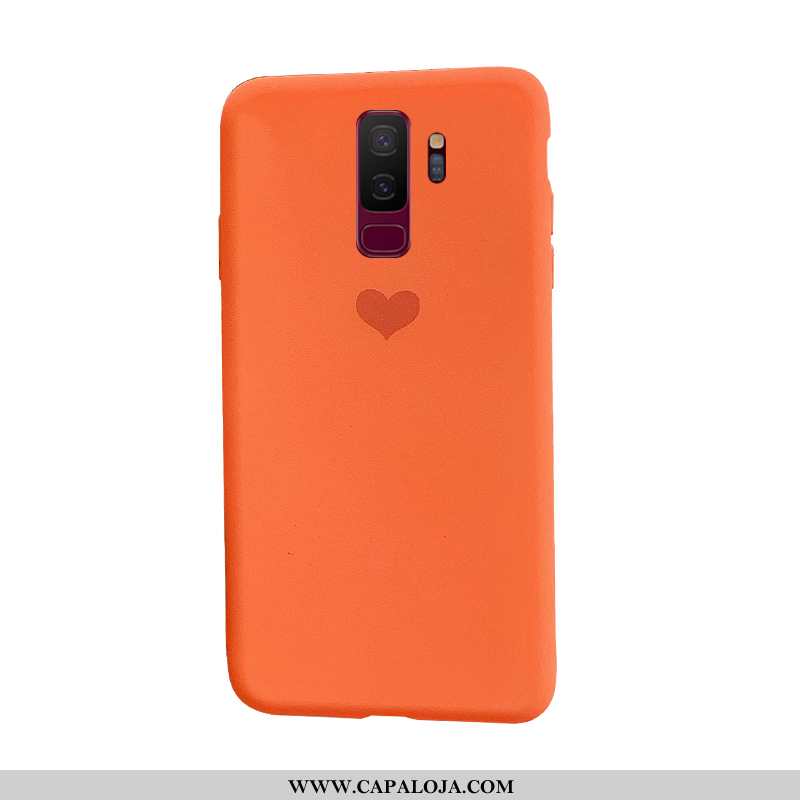 Capas Samsung Galaxy S9+ Tendencia Coração Simples Silicone Laranja, Capa Samsung Galaxy S9+ Soft Ve