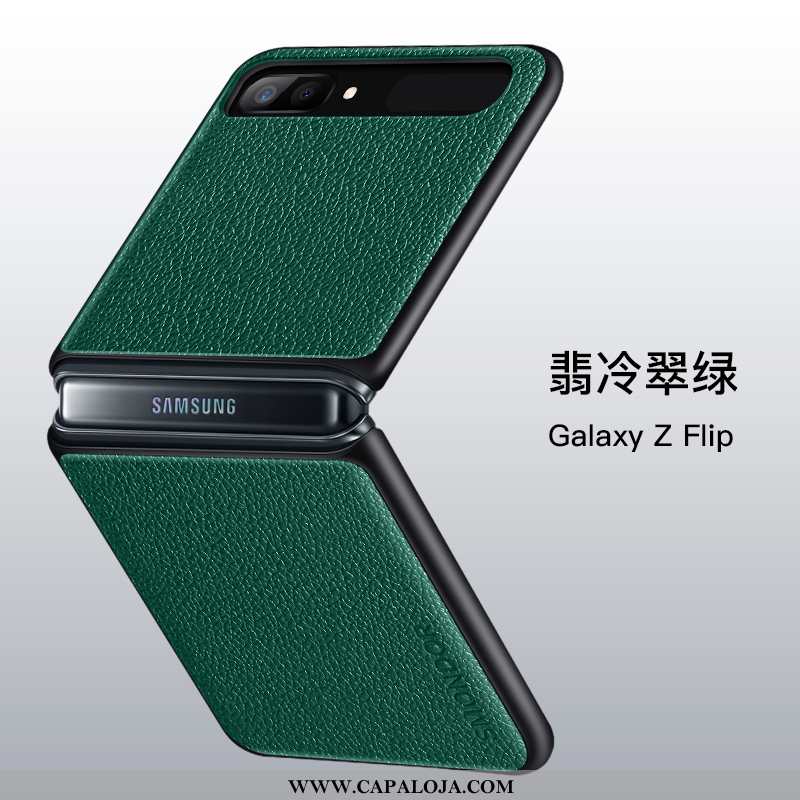 Capas Samsung Z Flip Silicone Protetoras Vaca Telemóvel Verde, Capa Samsung Z Flip Couro Legitimo Ba