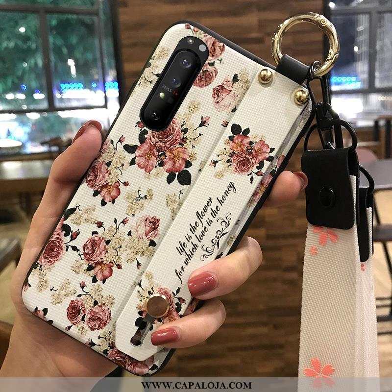 Capas Sony Xperia 1 Ii Criativas Branco Florido Wrisband, Capa Sony Xperia 1 Ii Soft Baratos