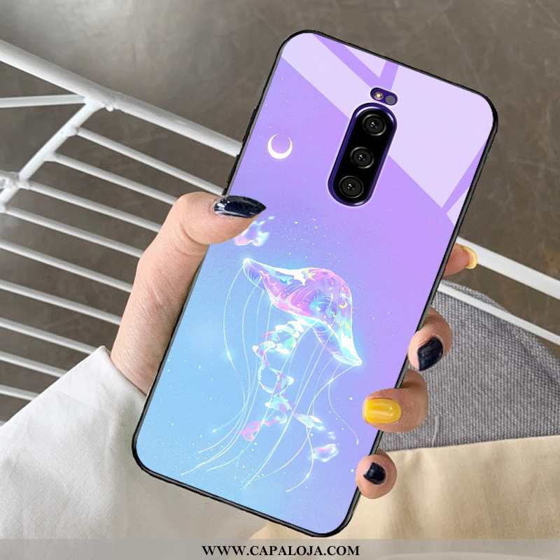 Capas Sony Xperia 1 Protetoras Telemóvel Coração Cristais Azul, Capa Sony Xperia 1 Vidro Comprar