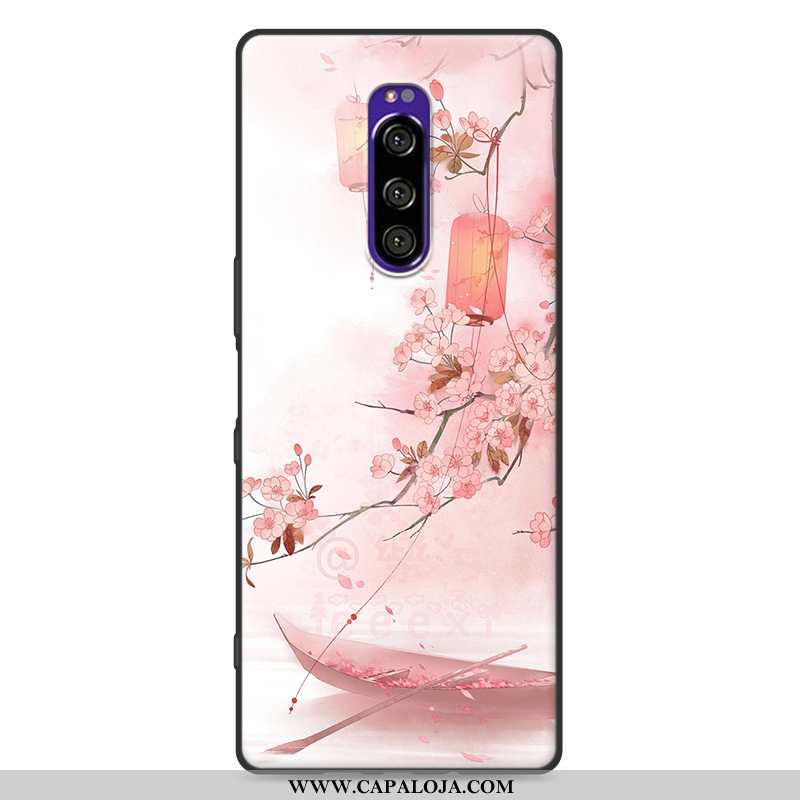 Capas Sony Xperia 1 Soft Silicone Criativas Rosa, Capa Sony Xperia 1 Protetoras Online