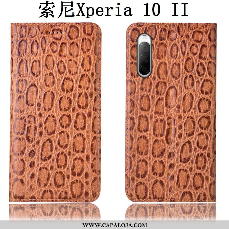 Capas Sony Xperia 10 Ii Couro Genuíno Antiqueda Vermelha Vermelho, Capa Sony Xperia 10 Ii Protetoras