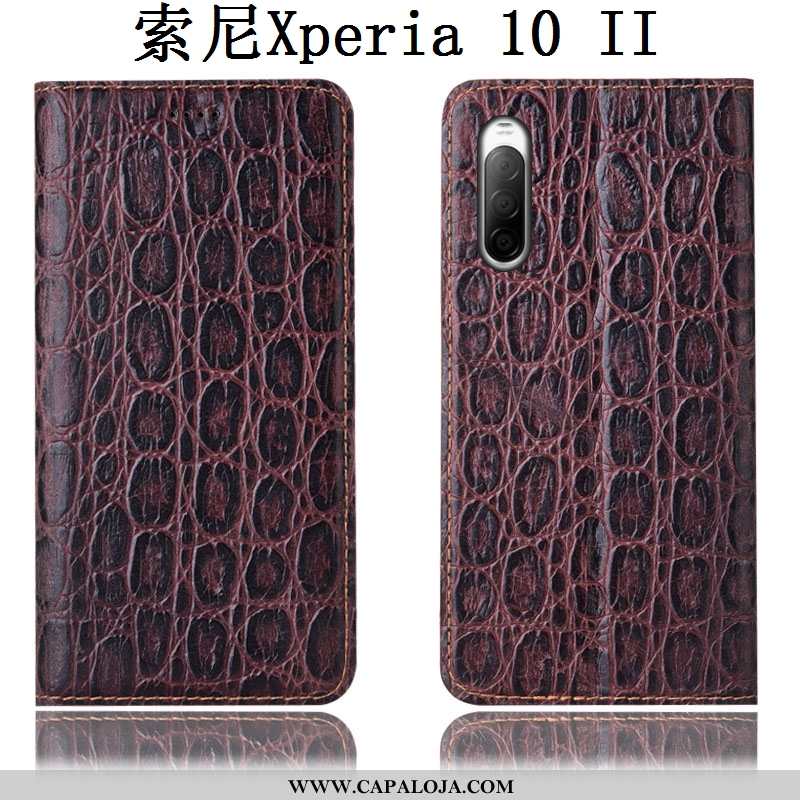 Capas Sony Xperia 10 Ii Couro Genuíno Antiqueda Vermelha Vermelho, Capa Sony Xperia 10 Ii Protetoras