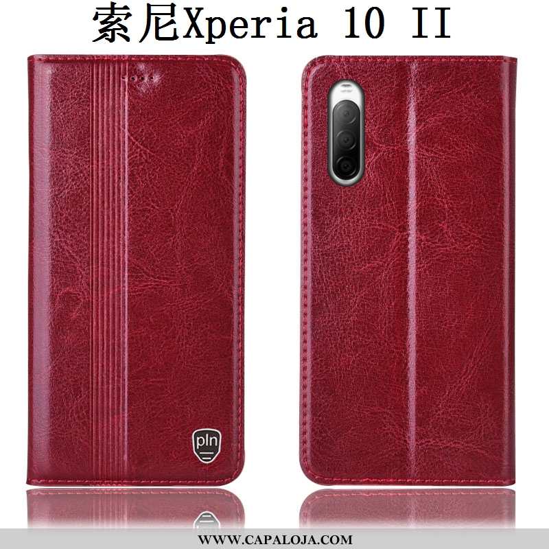 Capas Sony Xperia 10 Ii Couro Genuíno Marrom Cover Castanho, Capa Sony Xperia 10 Ii Protetoras Venda