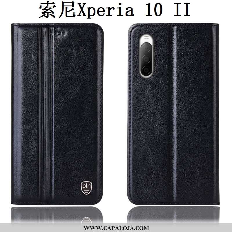 Capas Sony Xperia 10 Ii Couro Genuíno Marrom Cover Castanho, Capa Sony Xperia 10 Ii Protetoras Venda