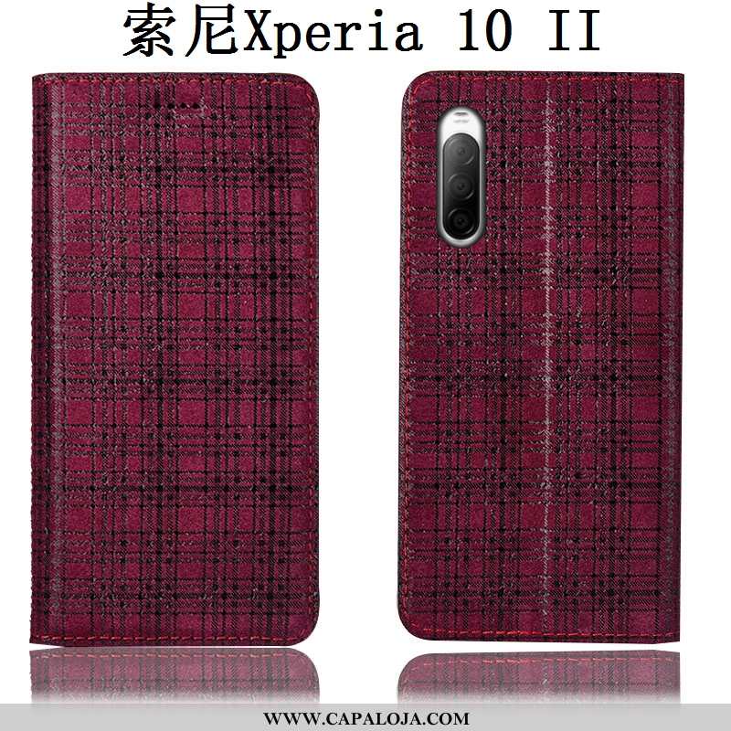 Capas Sony Xperia 10 Ii Couro Genuíno Telemóvel Suede Cinza, Capa Sony Xperia 10 Ii Protetoras Barat