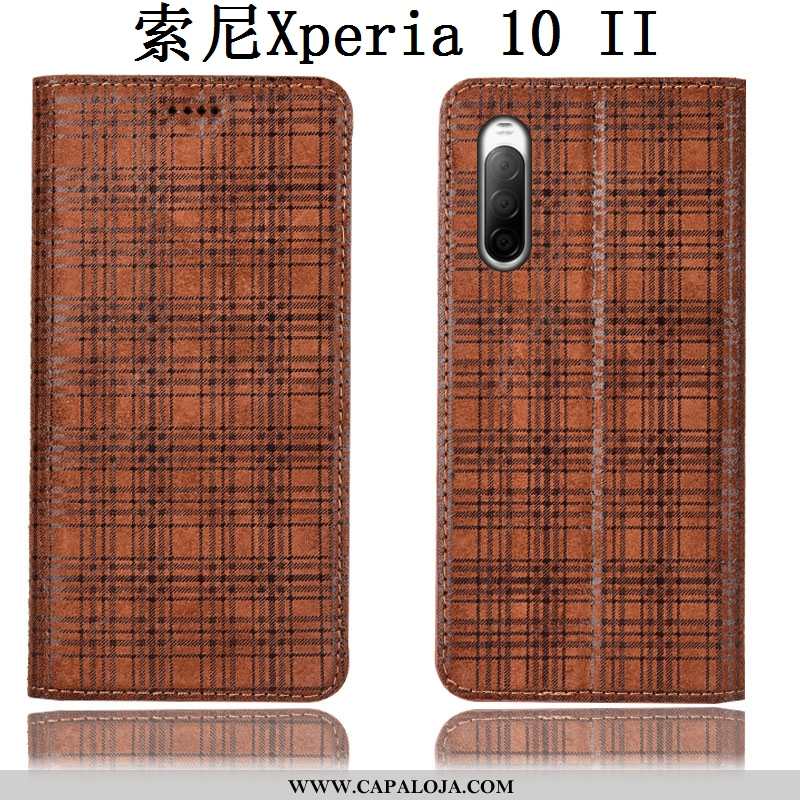 Capas Sony Xperia 10 Ii Couro Genuíno Telemóvel Suede Cinza, Capa Sony Xperia 10 Ii Protetoras Barat