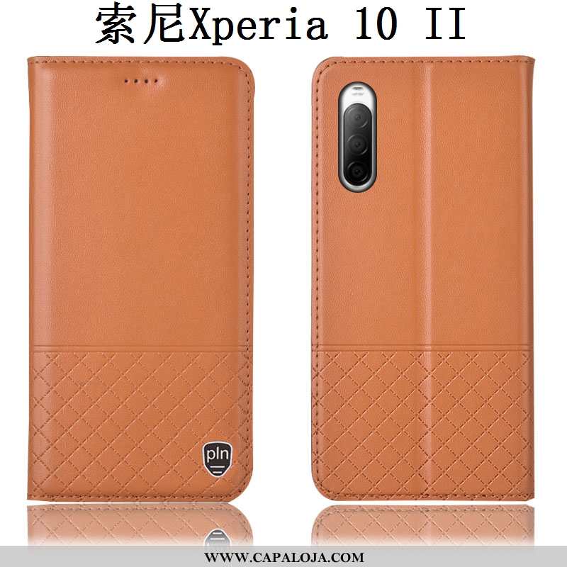 Capas Sony Xperia 10 Ii Protetoras Telemóvel Cases Castanho, Capa Sony Xperia 10 Ii Couro Genuíno Ve