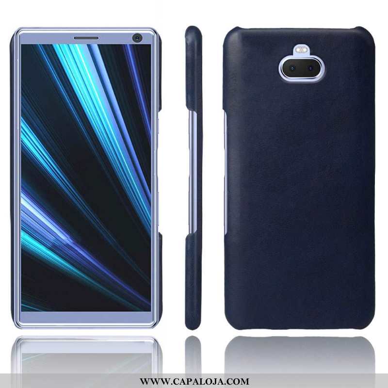 Capas Sony Xperia 10 Plus Couro Telemóvel Cases Fosco Azul Escuro, Capa Sony Xperia 10 Plus Protetor