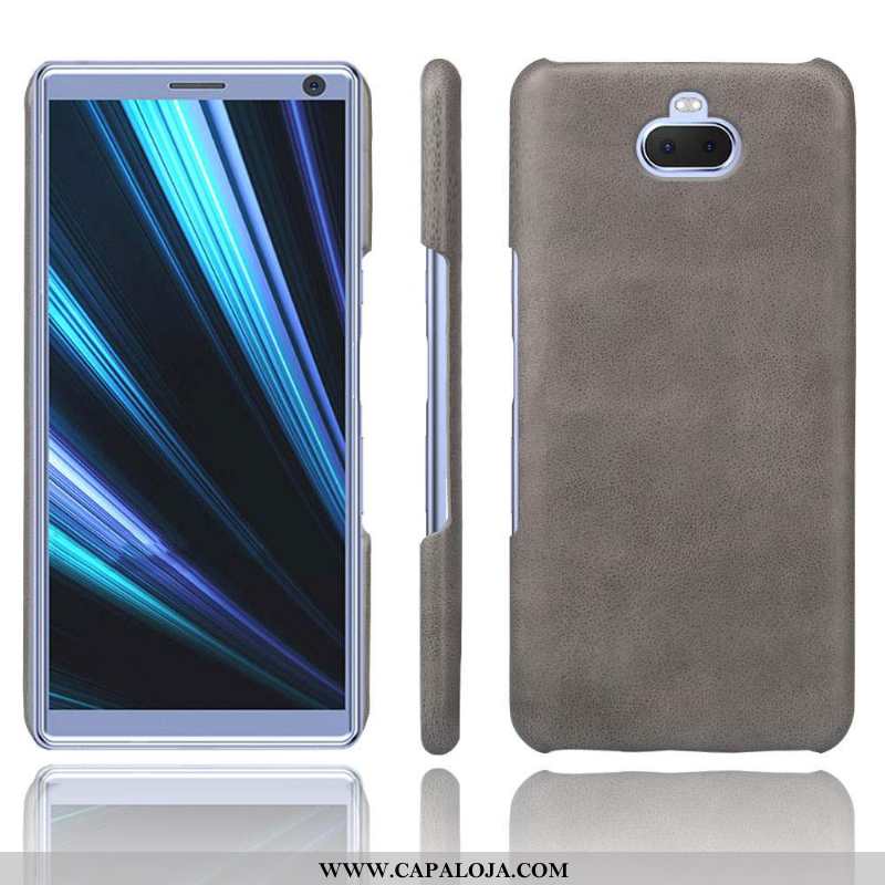 Capas Sony Xperia 10 Plus Couro Telemóvel Cases Fosco Azul Escuro, Capa Sony Xperia 10 Plus Protetor