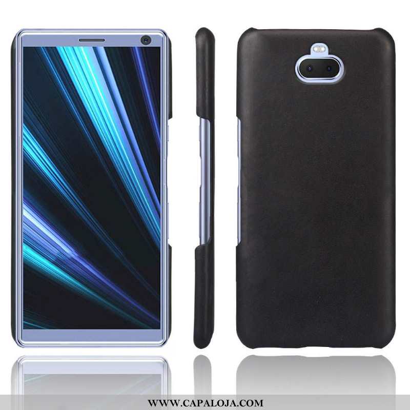 Capas Sony Xperia 10 Plus Couro Telemóvel Cases Fosco Azul Escuro, Capa Sony Xperia 10 Plus Protetor