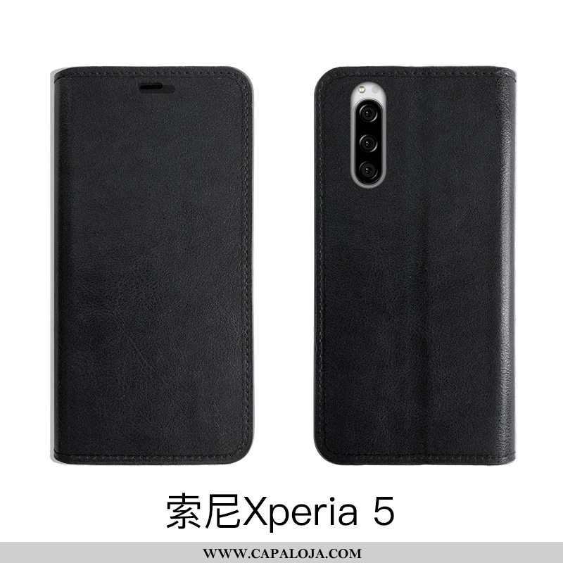 Capas Sony Xperia 5 Protetoras Slim Vintage Cases Castanho, Capa Sony Xperia 5 Couro Genuíno Barato