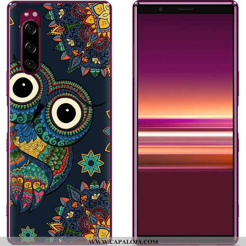 Capas Sony Xperia 5 Soft Azul Telemóvel Pano, Capa Sony Xperia 5 Criativas Venda