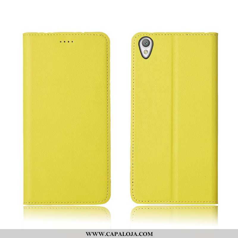 Capas Sony Xperia L1 Couro Genuíno Telemóvel Masculino Silicone Amarelo, Capa Sony Xperia L1 Couro P