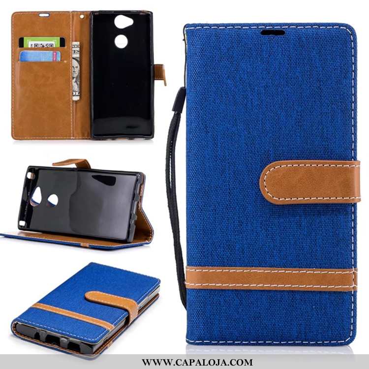 Capas Sony Xperia L2 Couro Cases Telemóvel Suporte Azul, Capa Sony Xperia L2 Carteira Baratos