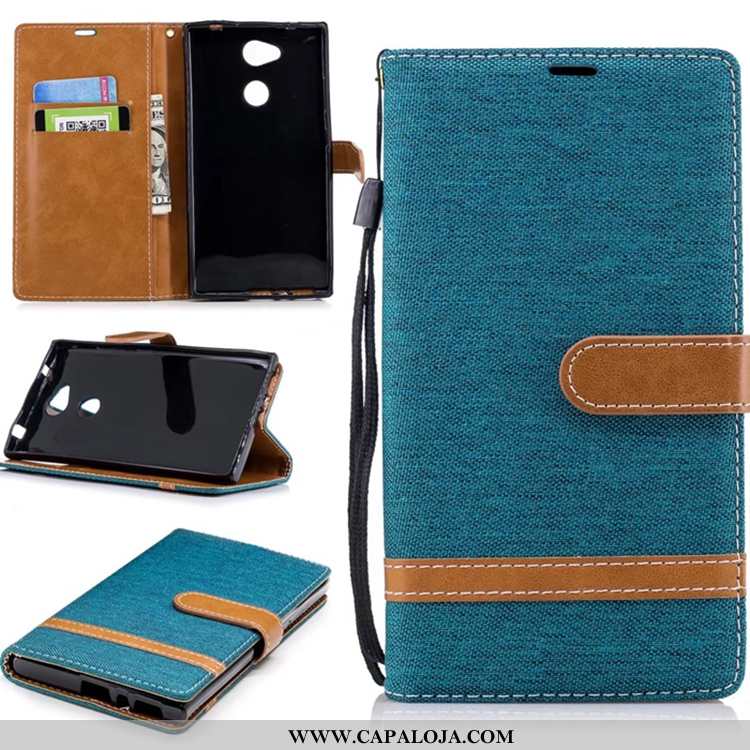 Capas Sony Xperia L2 Couro Cases Telemóvel Suporte Azul, Capa Sony Xperia L2 Carteira Baratos