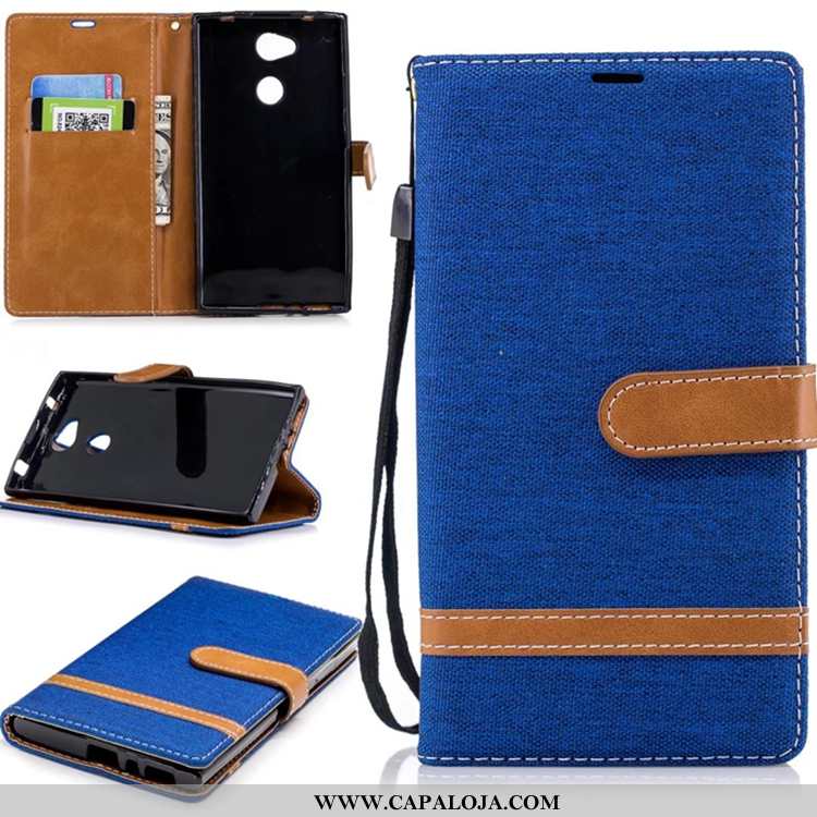 Capas Sony Xperia L2 Couro Cases Telemóvel Suporte Azul, Capa Sony Xperia L2 Carteira Baratos