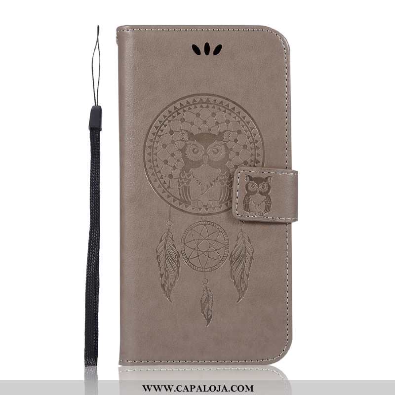 Capas Sony Xperia Xa Ultra Couro Coruja Telemóvel Cinza, Capa Sony Xperia Xa Ultra Estampado Barato