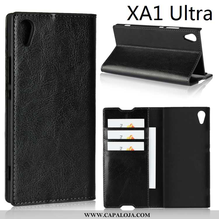 Capas Sony Xperia Xa1 Ultra Couro Telemóvel Cases Preto, Capa Sony Xperia Xa1 Ultra Couro Genuíno Ba