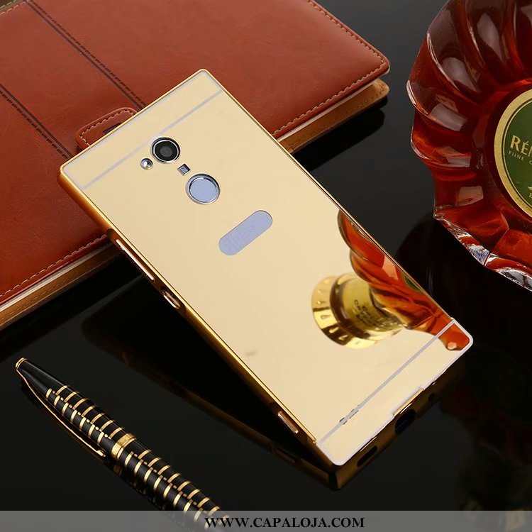 Capas Sony Xperia Xa2 Protetoras Telemóvel Resistente Frente Dourado, Capa Sony Xperia Xa2 Metalasse