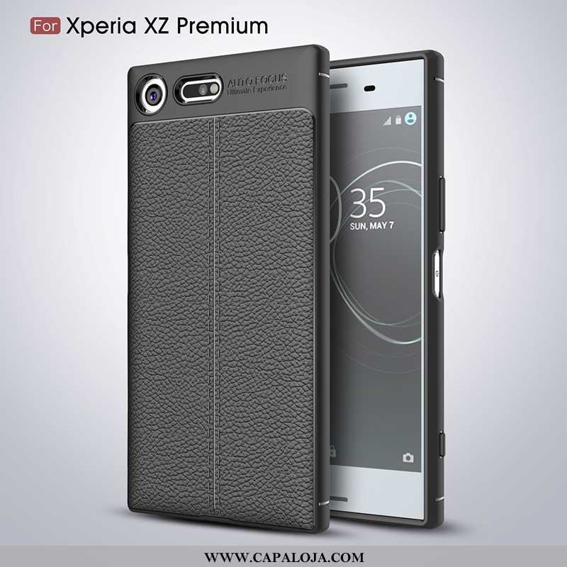 Capas Sony Xperia Xz Premium Couro Preto Malha Vermelha, Capa Sony Xperia Xz Premium Tendencia Venda