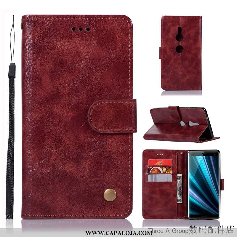 Capas Sony Xperia Xz3 Couro Casaco Simples Vermelho, Capa Sony Xperia Xz3 Protetoras Barato