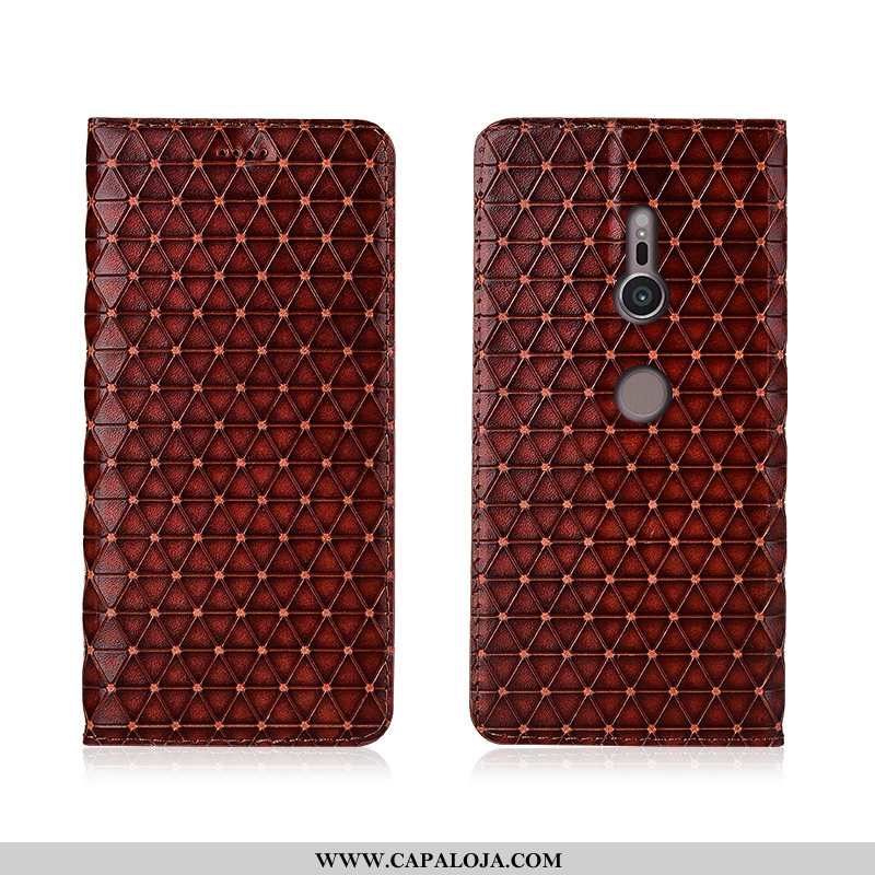 Capas Sony Xperia Xz3 Couro Legitimo Telemóvel Feminino Xadrez Rosa, Capa Sony Xperia Xz3 Couro Vend