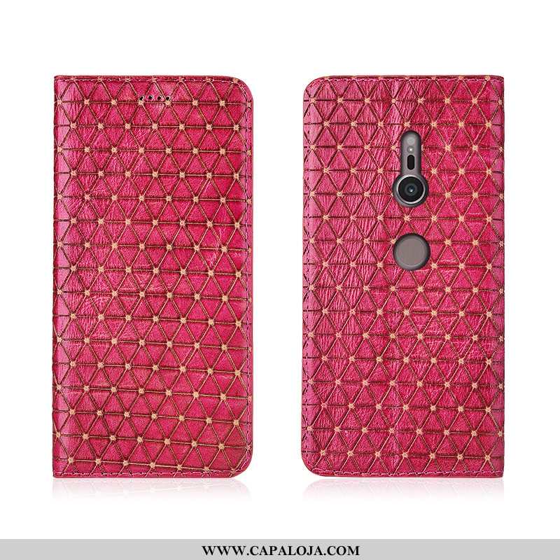 Capas Sony Xperia Xz3 Couro Legitimo Telemóvel Feminino Xadrez Rosa, Capa Sony Xperia Xz3 Couro Vend