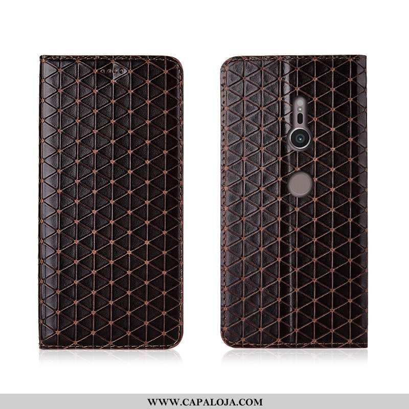 Capas Sony Xperia Xz3 Couro Legitimo Telemóvel Feminino Xadrez Rosa, Capa Sony Xperia Xz3 Couro Vend