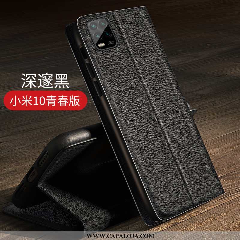 Capas Xiaomi Mi 10 Lite Slim Primavera Simples Protetoras Preto, Capa Xiaomi Mi 10 Lite Couro Barata