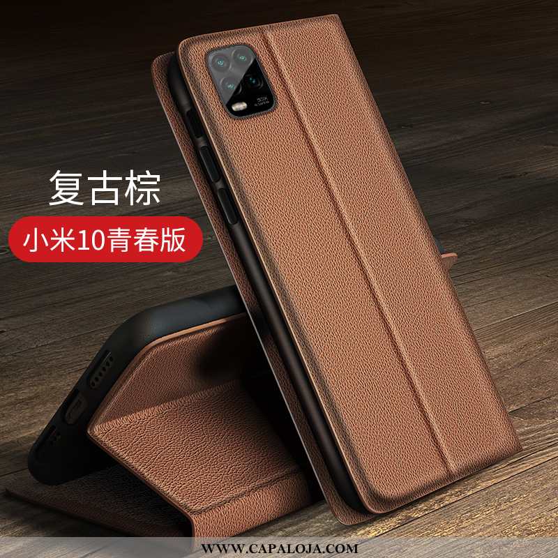 Capas Xiaomi Mi 10 Lite Slim Primavera Simples Protetoras Preto, Capa Xiaomi Mi 10 Lite Couro Barata