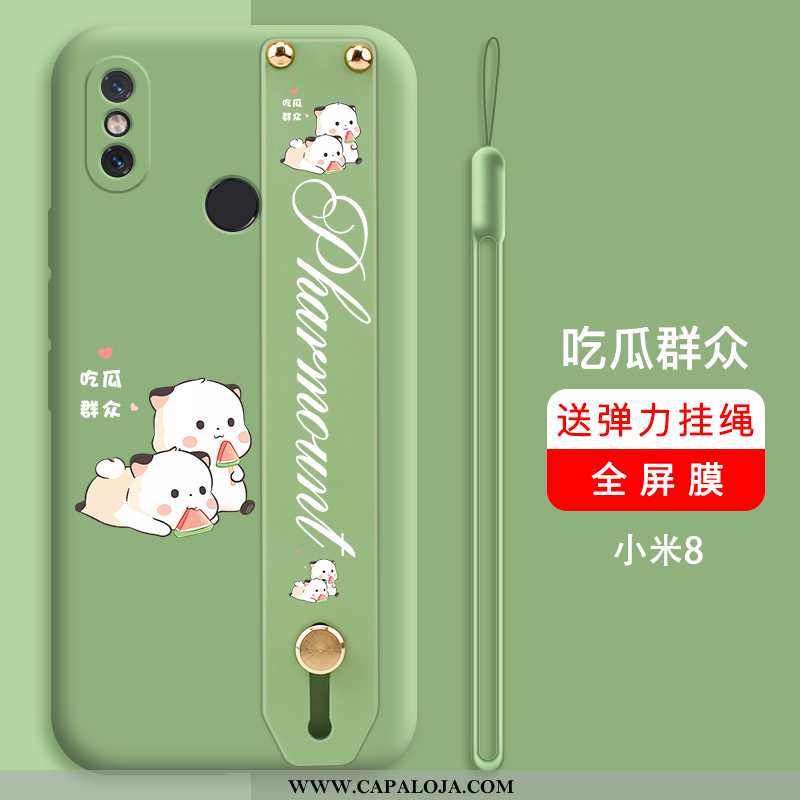 Capas Xiaomi Mi 8 Criativas Verde Silicone, Capa Xiaomi Mi 8 Slim Baratas