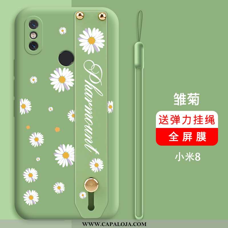 Capas Xiaomi Mi 8 Criativas Verde Silicone, Capa Xiaomi Mi 8 Slim Baratas