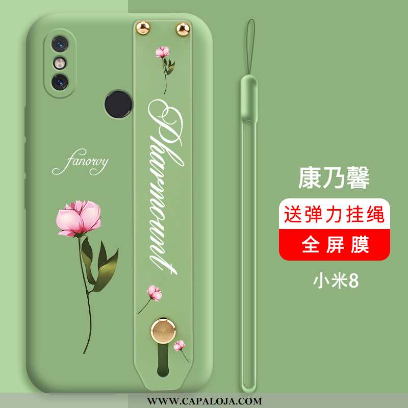 Capas Xiaomi Mi 8 Criativas Verde Silicone, Capa Xiaomi Mi 8 Slim Baratas