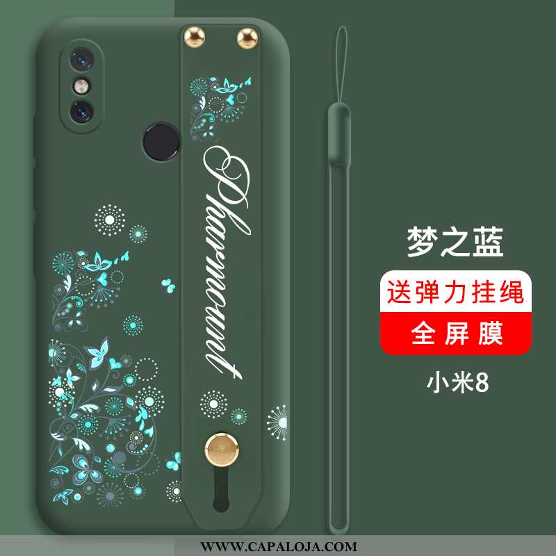 Capas Xiaomi Mi 8 Criativas Verde Silicone, Capa Xiaomi Mi 8 Slim Baratas