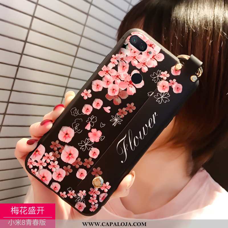 Capas Xiaomi Mi 8 Lite Silicone Telemóvel Preto, Capa Xiaomi Mi 8 Lite Personalizada Online