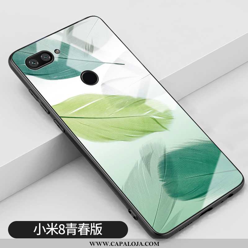 Capas Xiaomi Mi 8 Lite Vidro Verde Antiqueda Telemóvel, Capa Xiaomi Mi 8 Lite Tendencia Barato