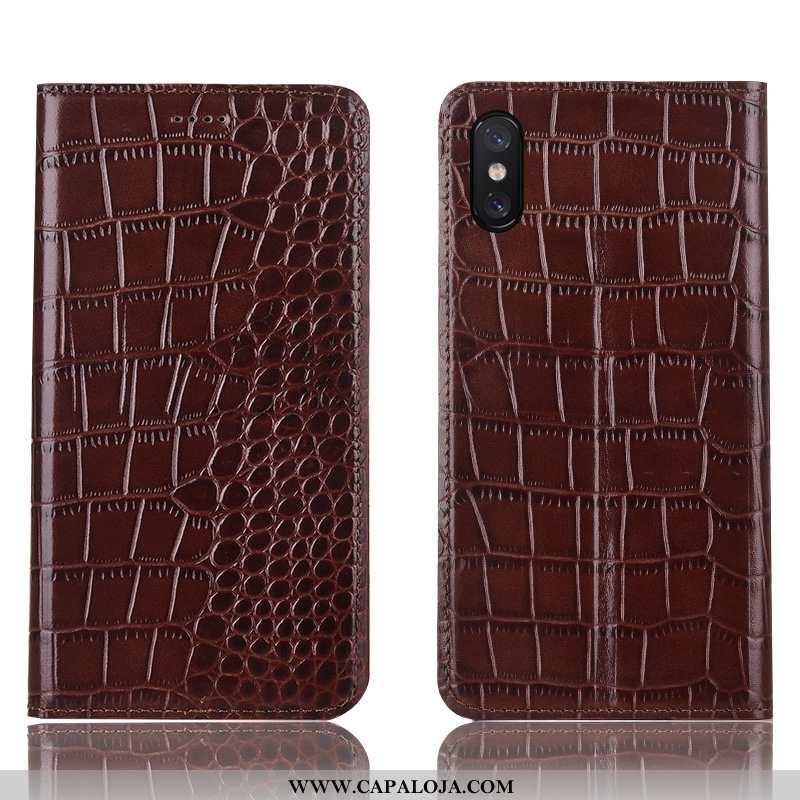 Capas Xiaomi Mi 8 Pro Protetoras Marrom Completa Antiqueda Castanho, Capa Xiaomi Mi 8 Pro Couro Genu